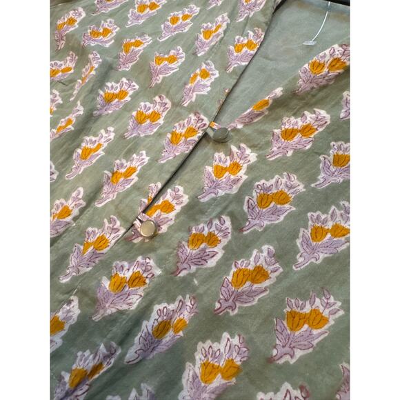 Emerson Fry India Collection Organic Cotton Floral Maxi Dress in Sage Green - Sm - Picture 7 of 7